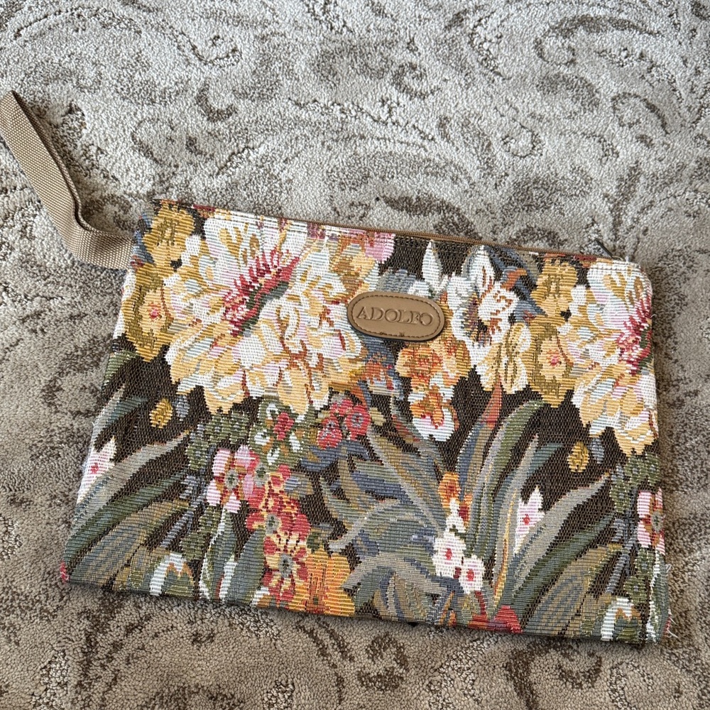 Vintage Adolfo Floral Clutch Bag - Multicolor